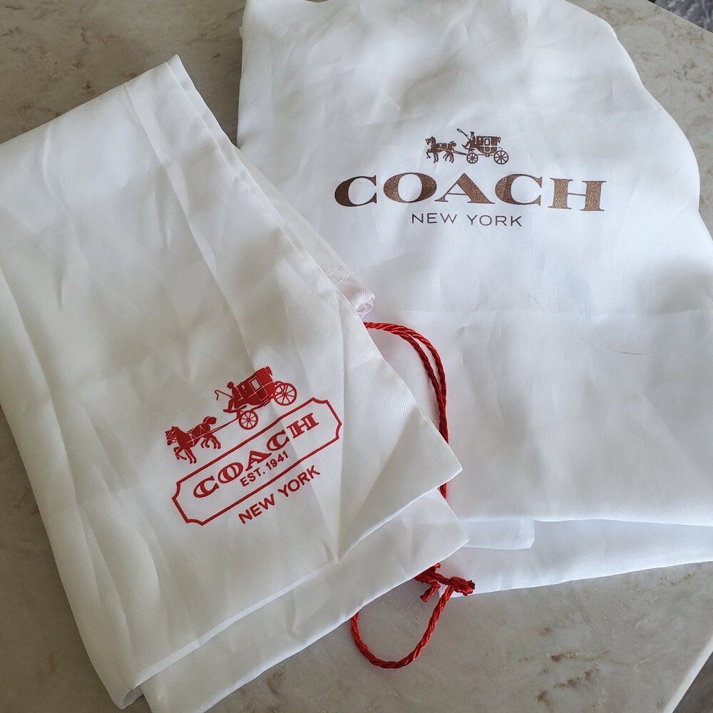 Lot of Two (2) Extra Large XL Coach Drawstring Dust Bags for Purse Storage